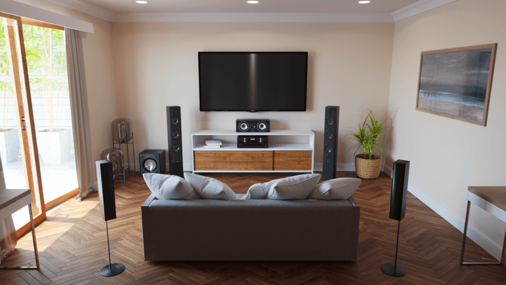 sound bar vs surround sound - space