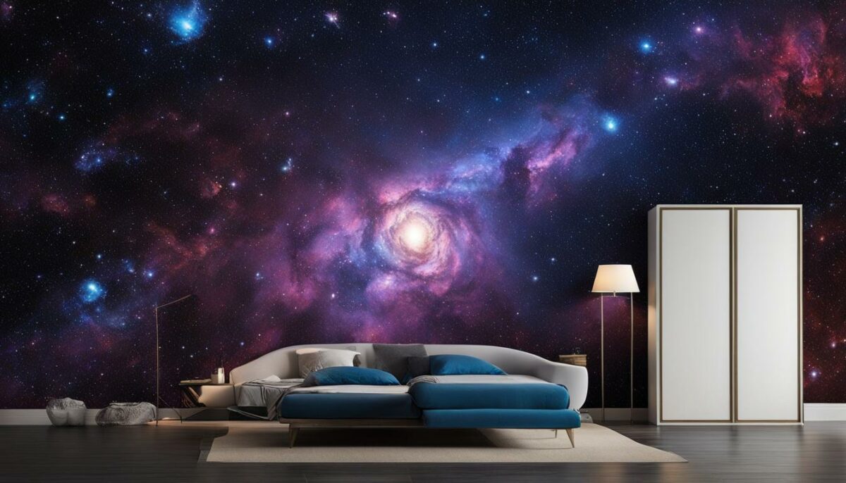 Astronomy-themed wallpaper with a galaxy print