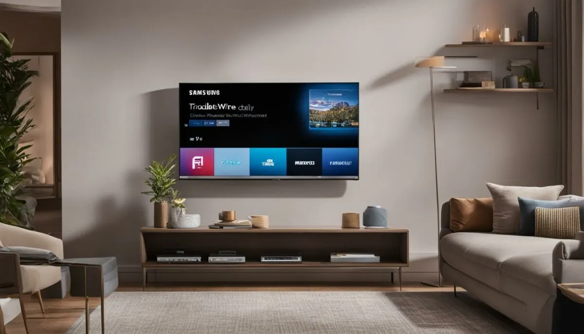 Samsung TV with a troubleshooting guide