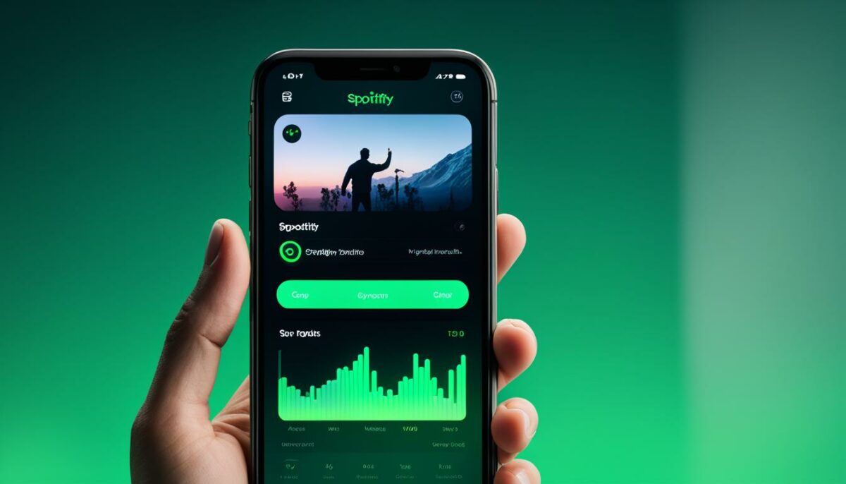 Spotify app on an iPhone with AirPods